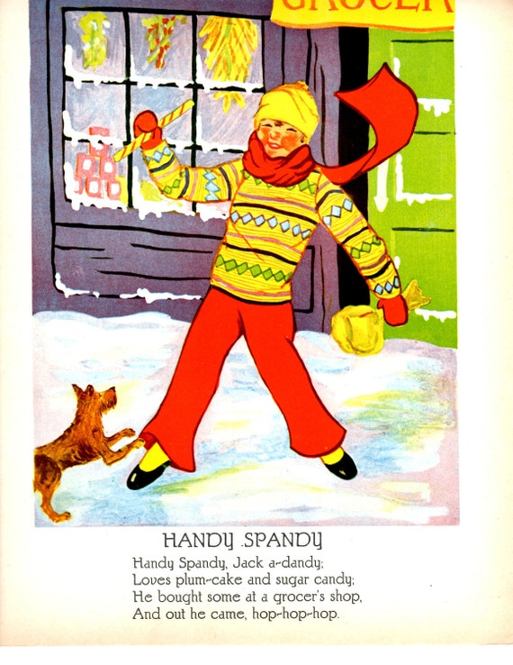 Items similar to Original Vintage 1920s Nursery Rhyme Page to Frame Boy ...