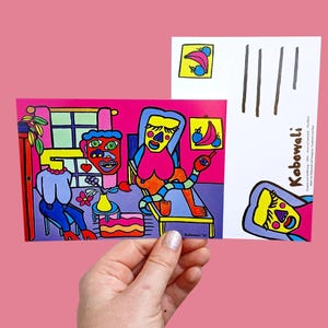 Cartolina DIN A6, arte, cartolina pop art, biglietto d'auguri colorato, cartolina femminista