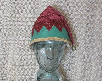 Cherry Red/Mint Green/Gold Elf Hat