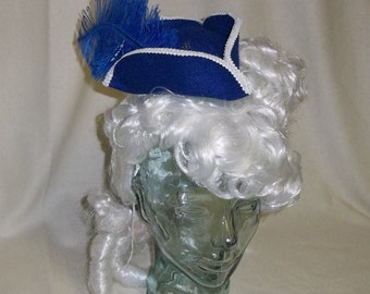 Pirate Hat Fascinator- Blue and White Mini Tricorn Hat