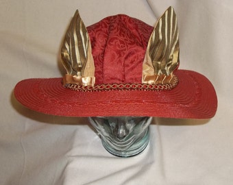 Red Picture Hat with Animal Ears