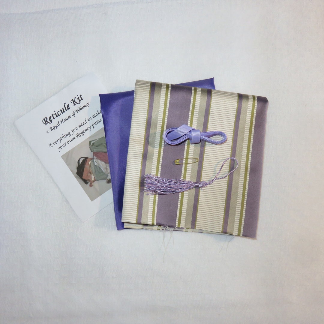 Reticule Kit- Purple and Ivory Striped Regency Purse - Etsy