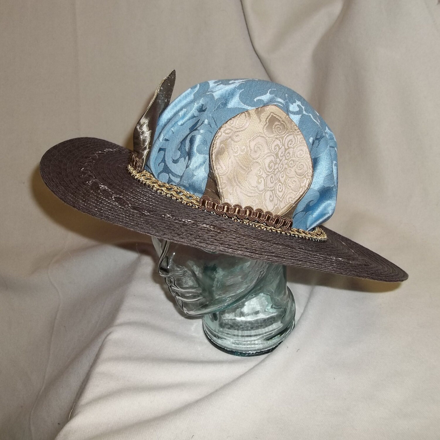 Blue and Brown Picture Hat With Animal Ears | Etsy