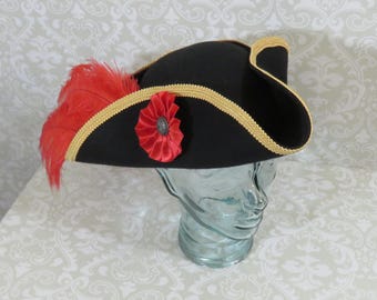 Black Pirate Hat Classic Tricorn With 