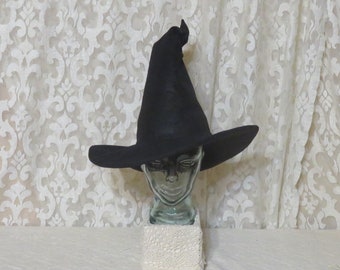 Everyday Black Wizard/Witch Hat- Crooked Top