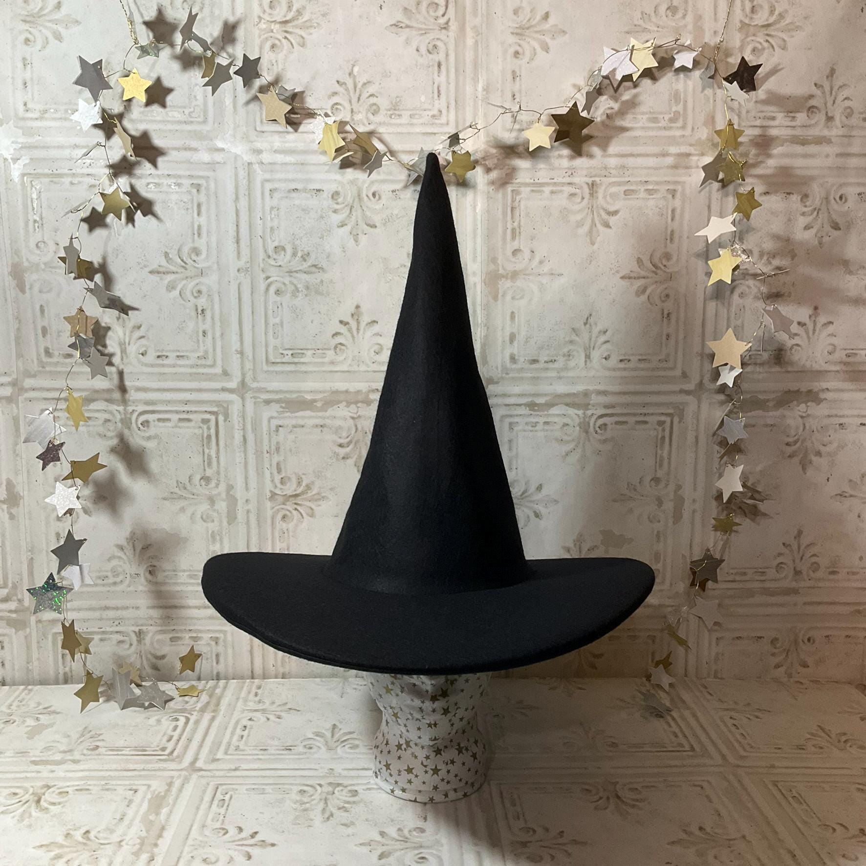 Classic Witch Hat- Black Wool Felt Hat