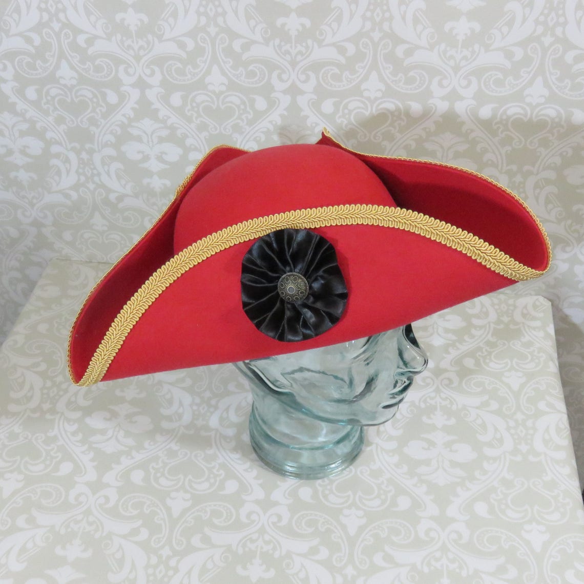Tricorn Pirate hat with Gold Trim