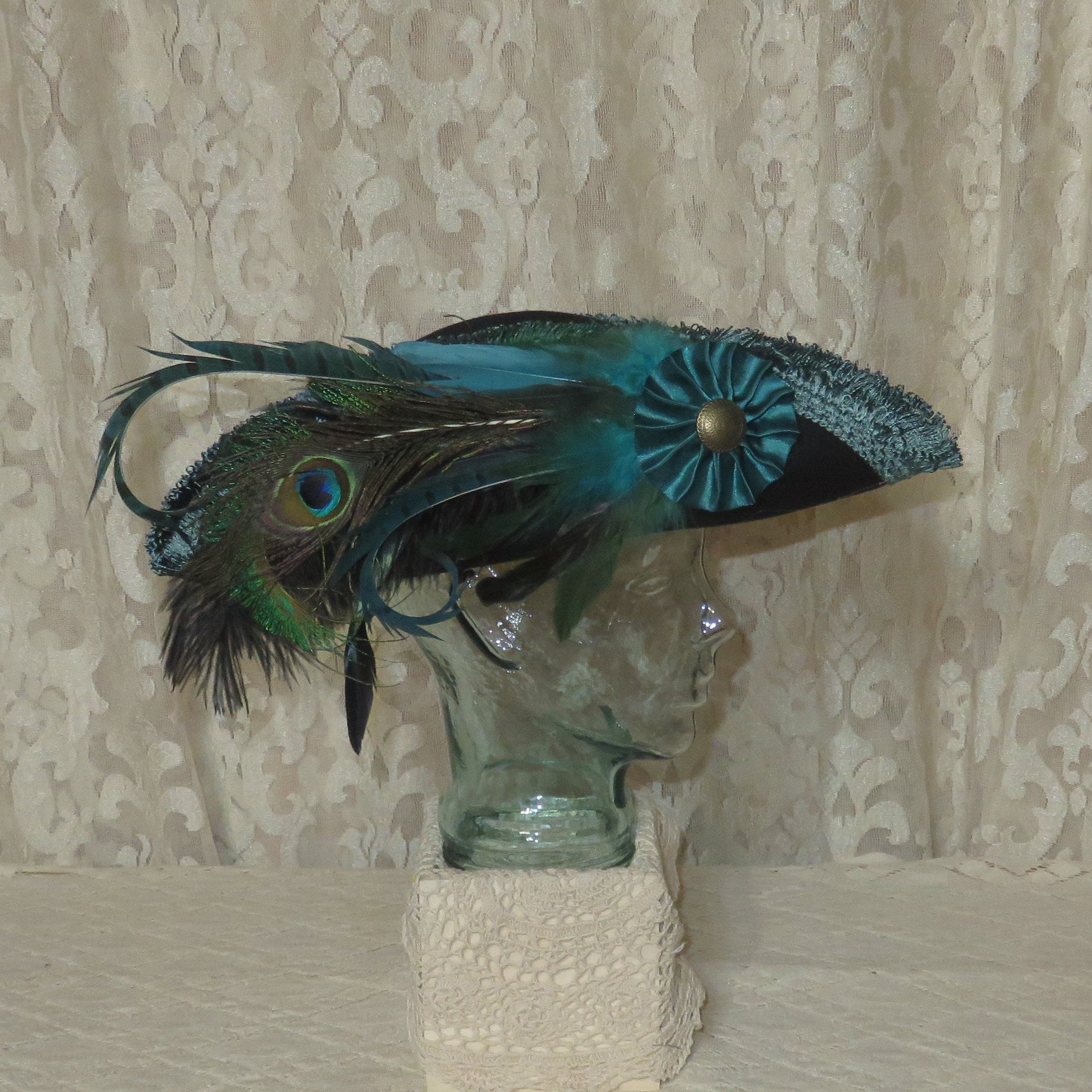 Black and Peacock Pirate Hat Fancy 