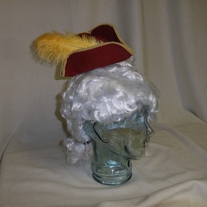 Pirate Hat Fascinator- Red and Gold Mini Tricorn Hat