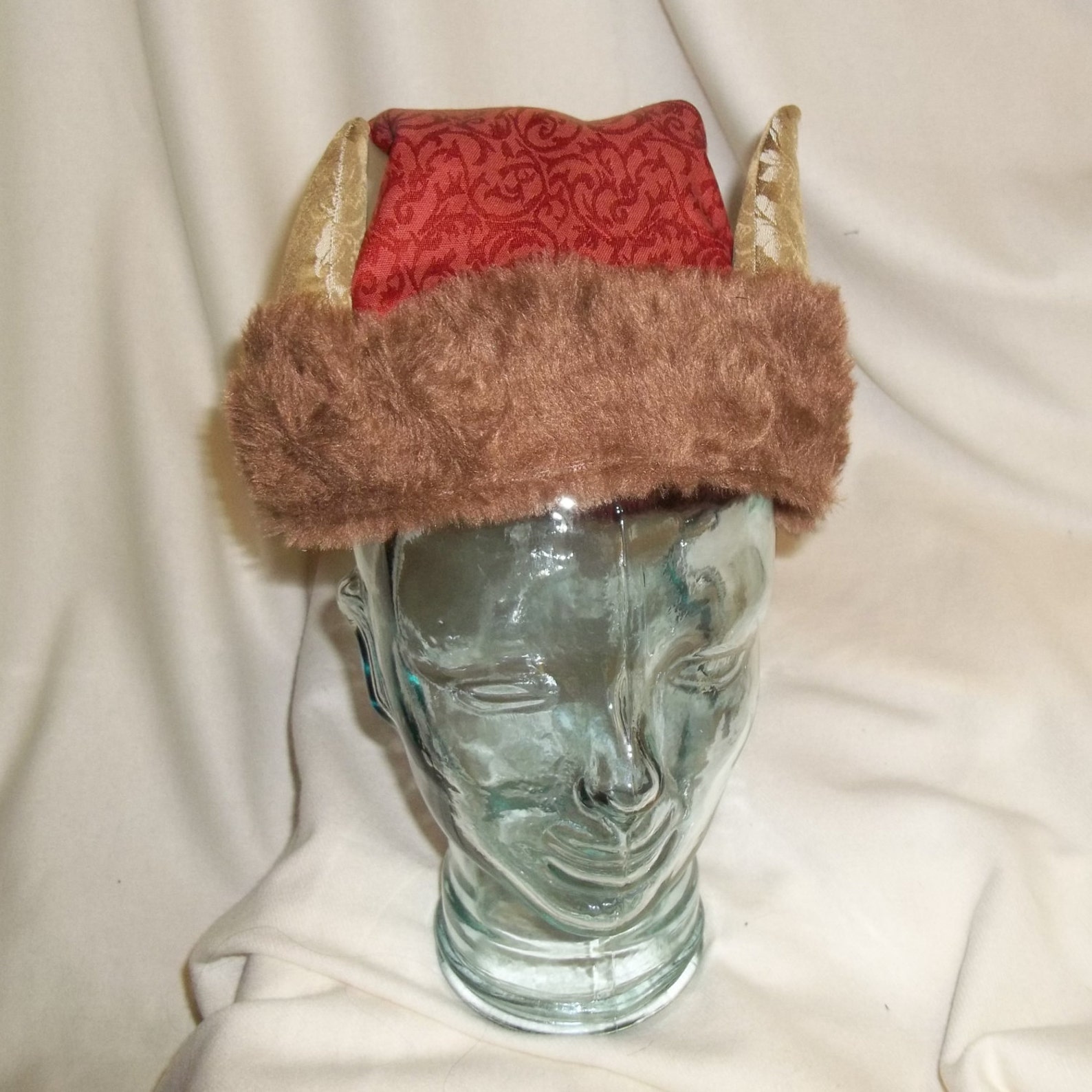 Red Brown and Gold Krampus Hat Santa Hat with Horns Etsy