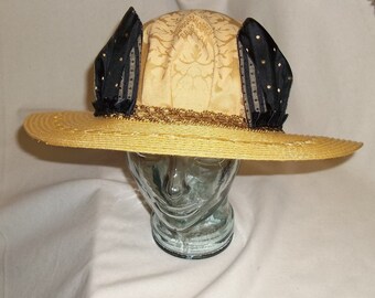 Yellow and Black Picture Hat with Animal Ears