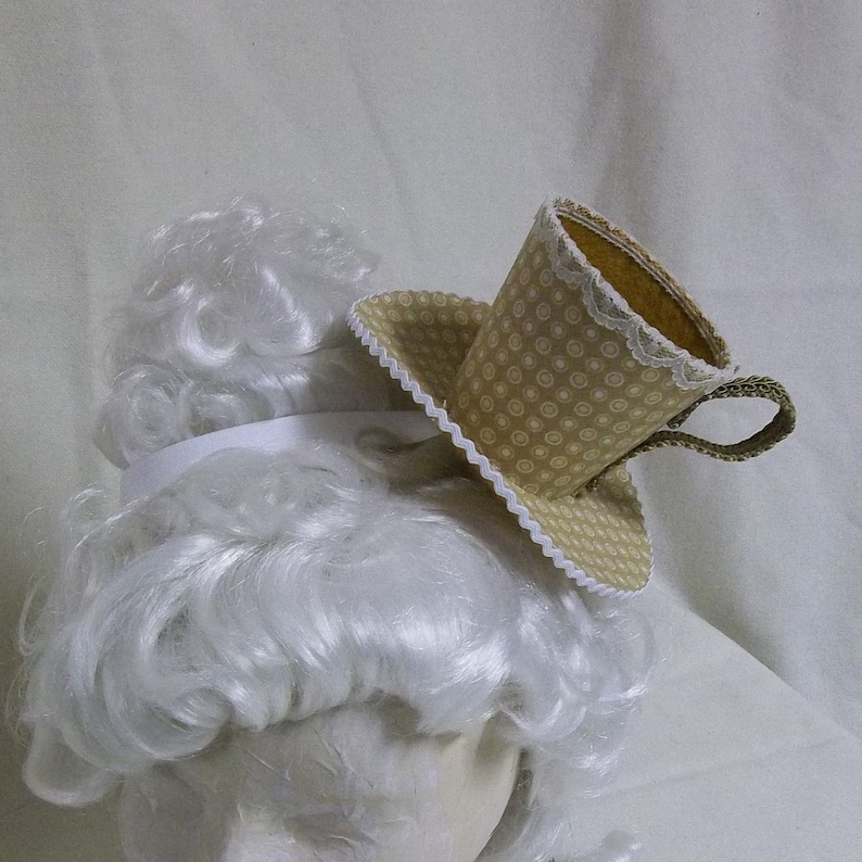 Teacup Fascinator Tan and White Teacup Headband Mini Hat Etsy