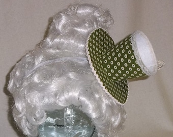 Teacup Fascinator- Olive Green and White Teacup Headband- Mini Hat