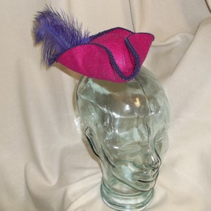 Pirate Hat Fascinator- Fuchsia Pink and Purple Mini Tricorn Hat