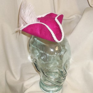 Pirate Hat Fascinator- Fuchsia Pink and Light Pink Mini Tricorn Hat