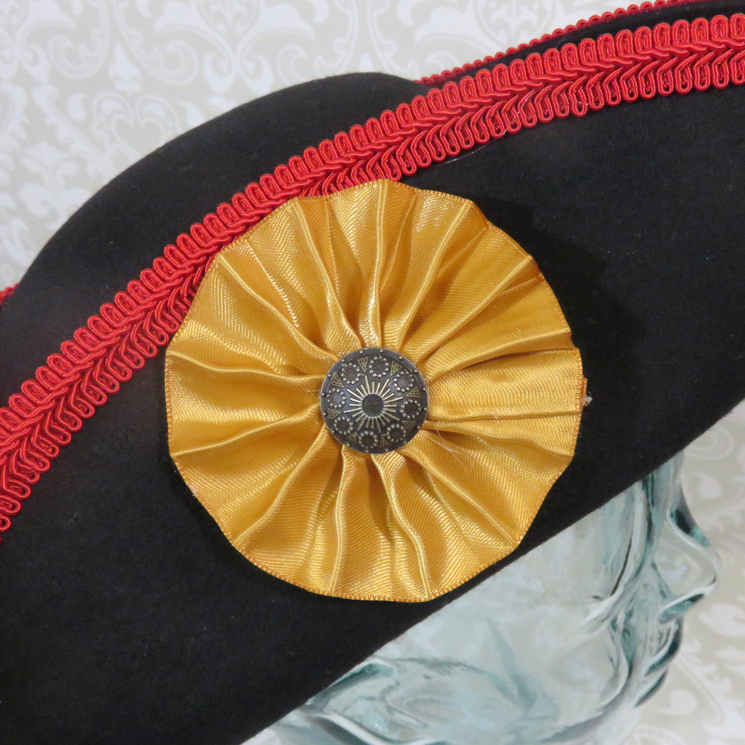 Black Pirate Tricorn Hat with Gold Trim main image 1