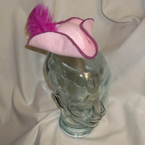Pirate Hat Fascinator- Ligt Pink and Dark Pink Mini Tricorn Hat