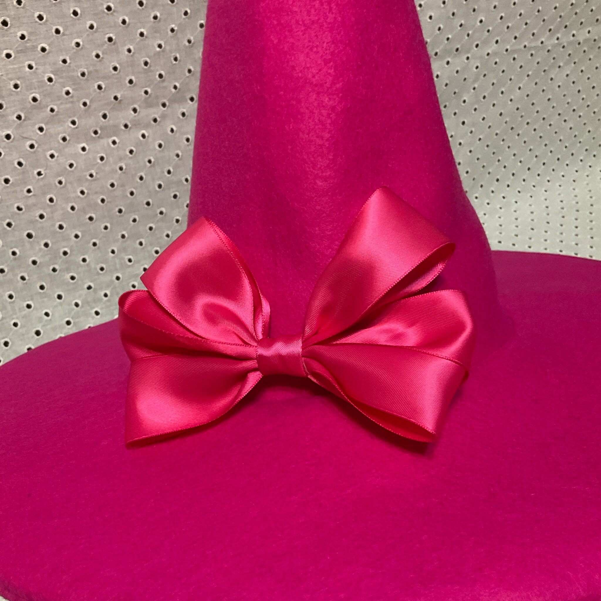 Hot Pink Practical Witch Hat- Pink Wool Felt Hat With Satin  display picture 3