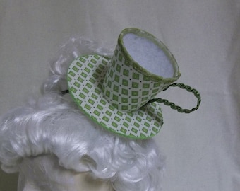 Teacup Fascinator- White and Lime Green Teacup Headband- Mini Hat