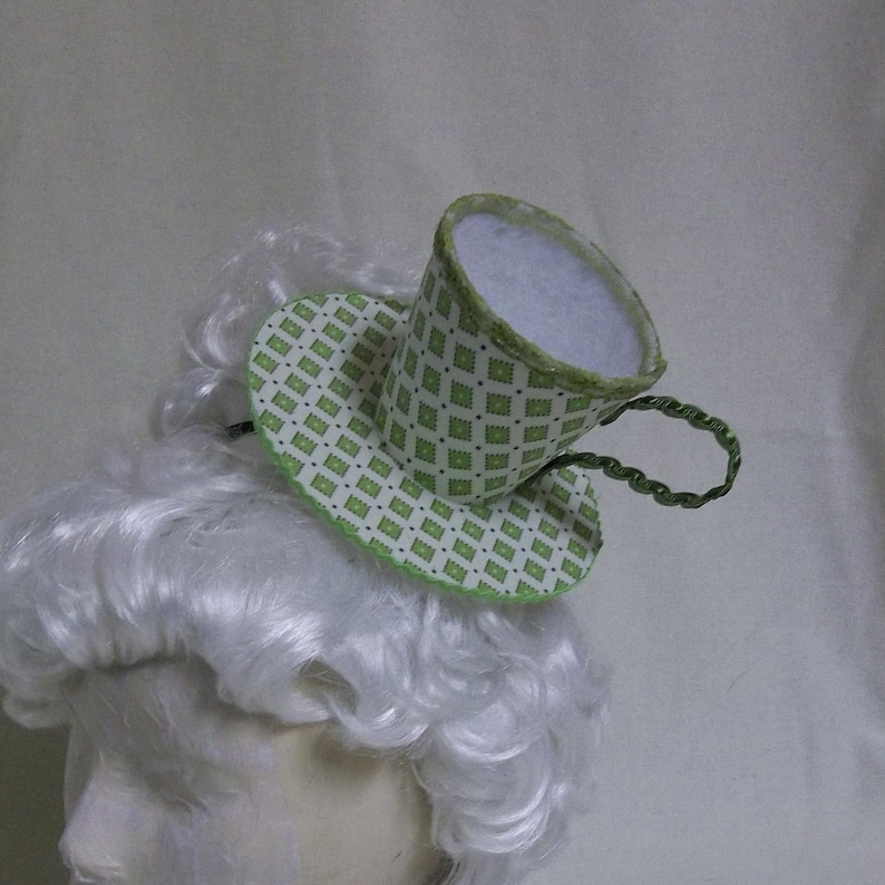 Teacup Fascinator White and Lime Green Teacup Headband Mini Etsy