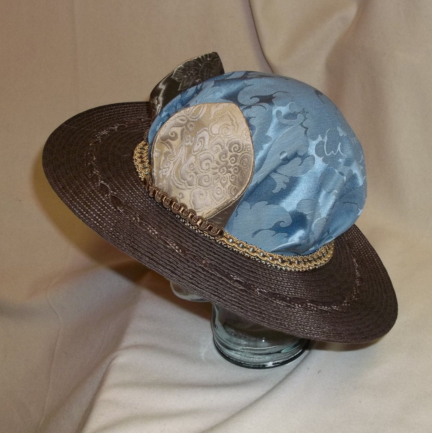 Blue and Brown Picture Hat With Animal Ears | Etsy