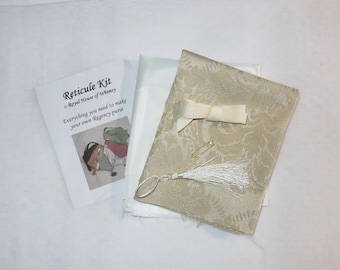 Reticule Kit- Almond and White Regency Purse