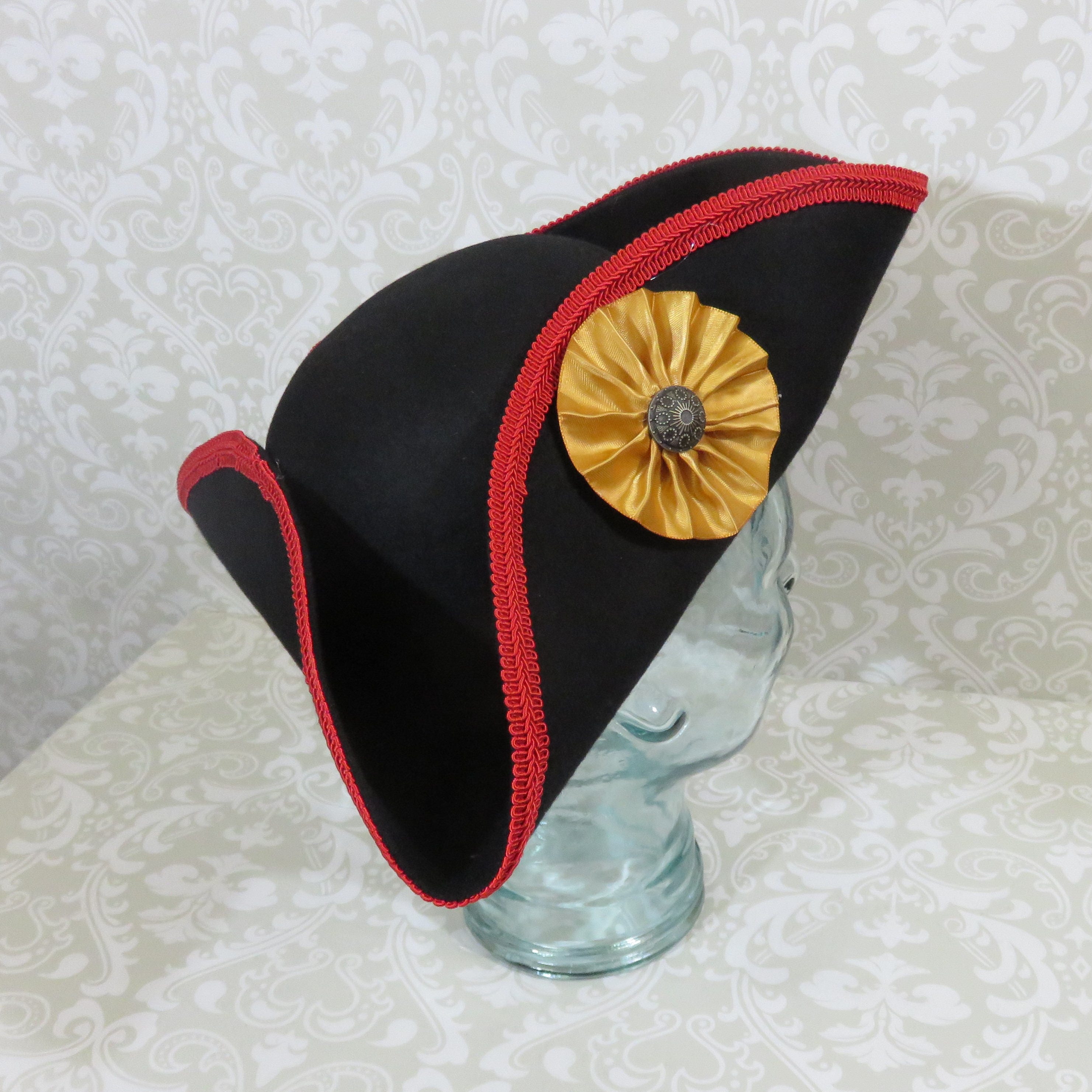 Black Pirate Tricorn Hat with Gold Trim main image 0