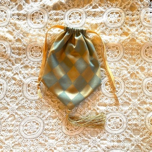 Blue and Gold Harlequin Reticule- Regency Purse