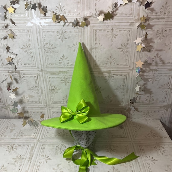 Lime Green Practical Witch Hat- Green Wool Felt Hat With  display picture 3