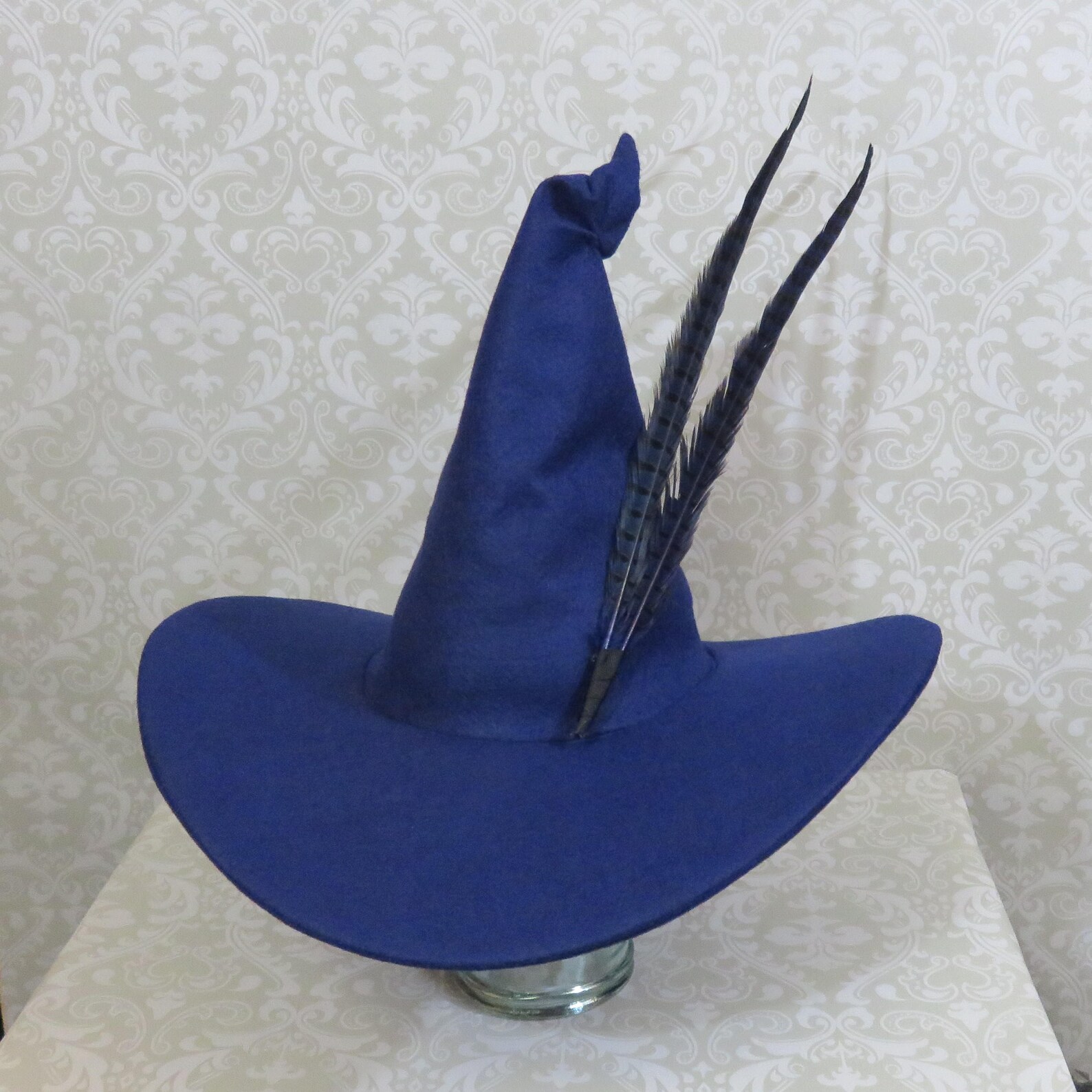 Blue Witch Hat Wool Felt Hat With Bow or Feathers - Etsy Australia