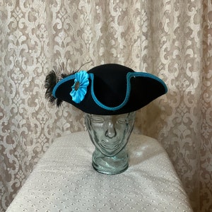 Pirate Tricorn Black Wool Felt Hat