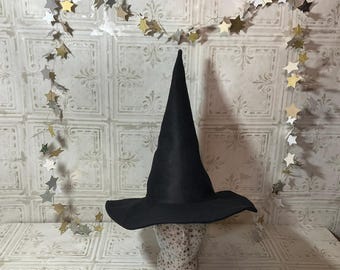 Everyday Black Wizard/Witch Hat- Straight Top
