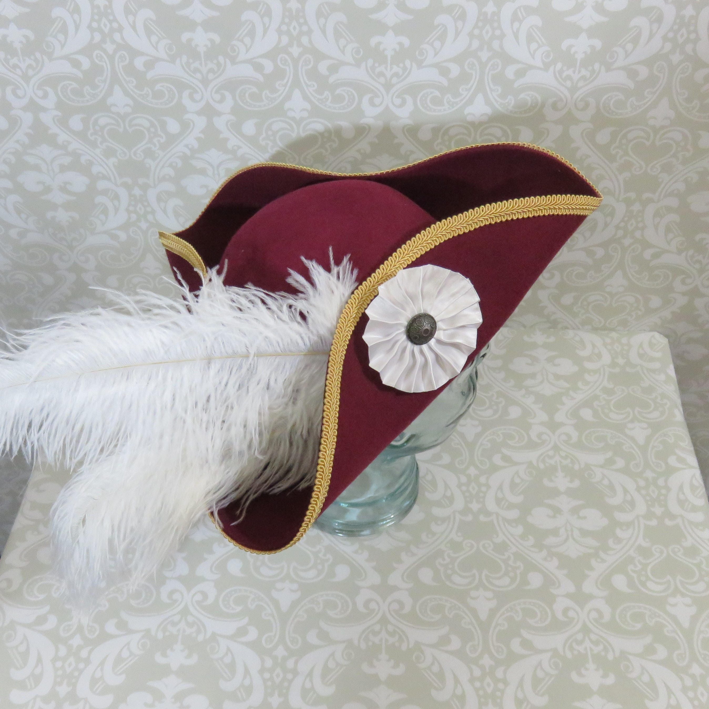 Captain Hook Hat Burgundy Hat Classic Pirate Hat With Gold Etsy