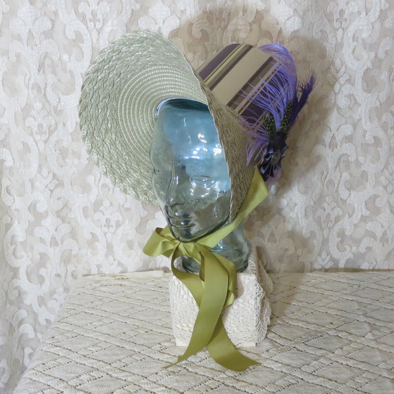 Georgian Capelet and Reticule- Regency Outdoor Set- Regency Jane Austen Era Ivory and Lavender Stovepipe Bonnet