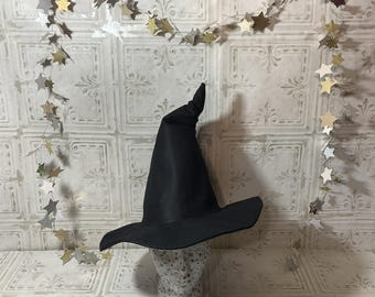 Everyday Black Wizard/Witch Hat- Crooked Top