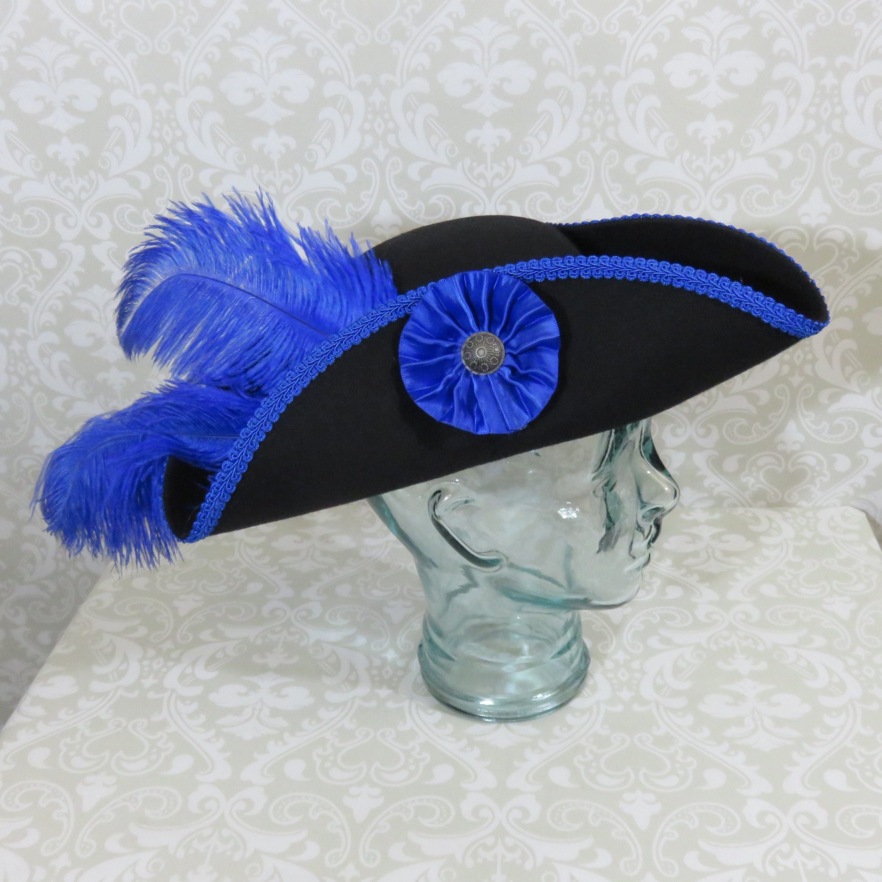 Black Felt Pirate Hat Classic Tricorn 