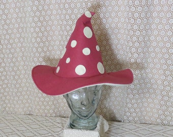 Red Mushroom Witch/Wizard Hat- Spotted Toadstool Wool Felt Hat