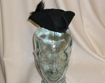 Pirate Hat Fascinator- Black Mini Tricorn Hat