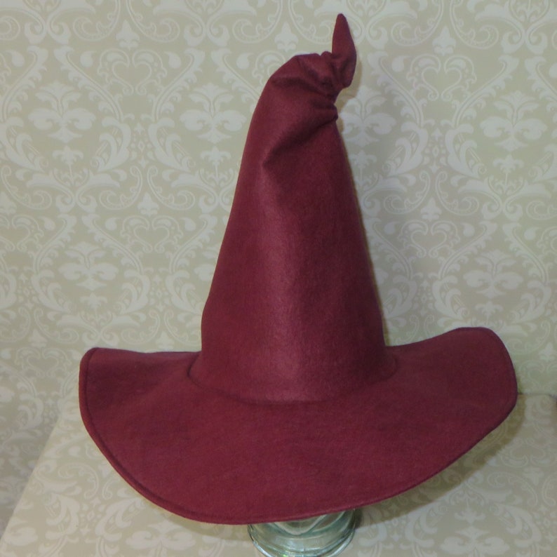 Burgundy Witch Hat Felt Witch Hat With Starry Bow Etsy