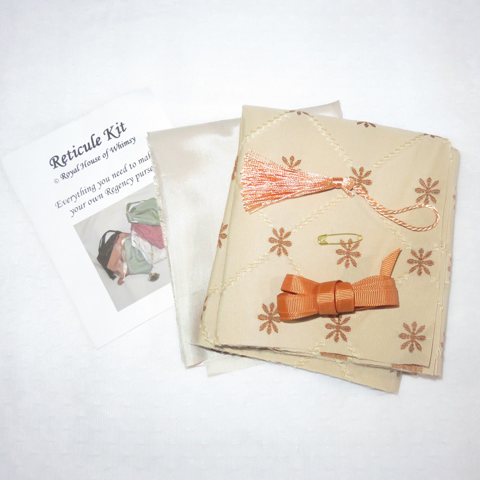 Reticule Kit- Ivory and Orange Regency Purse - Etsy