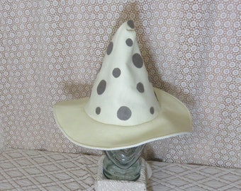 Ivory Mushroom Witch/Wizard Hat- Spotted Toadstool Wool Felt Hat