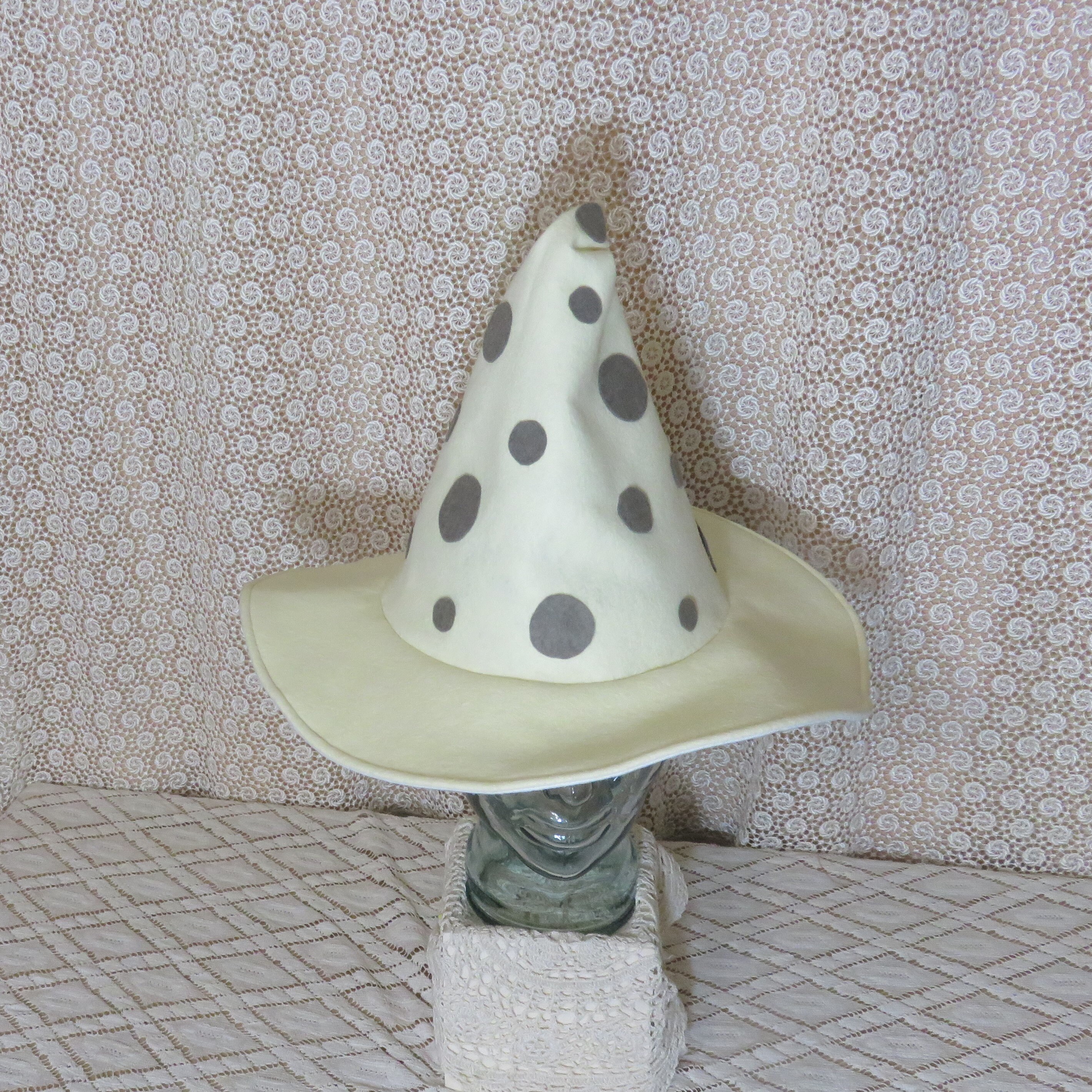 Ivory Mushroom Witch/wizard Hat Spotted 