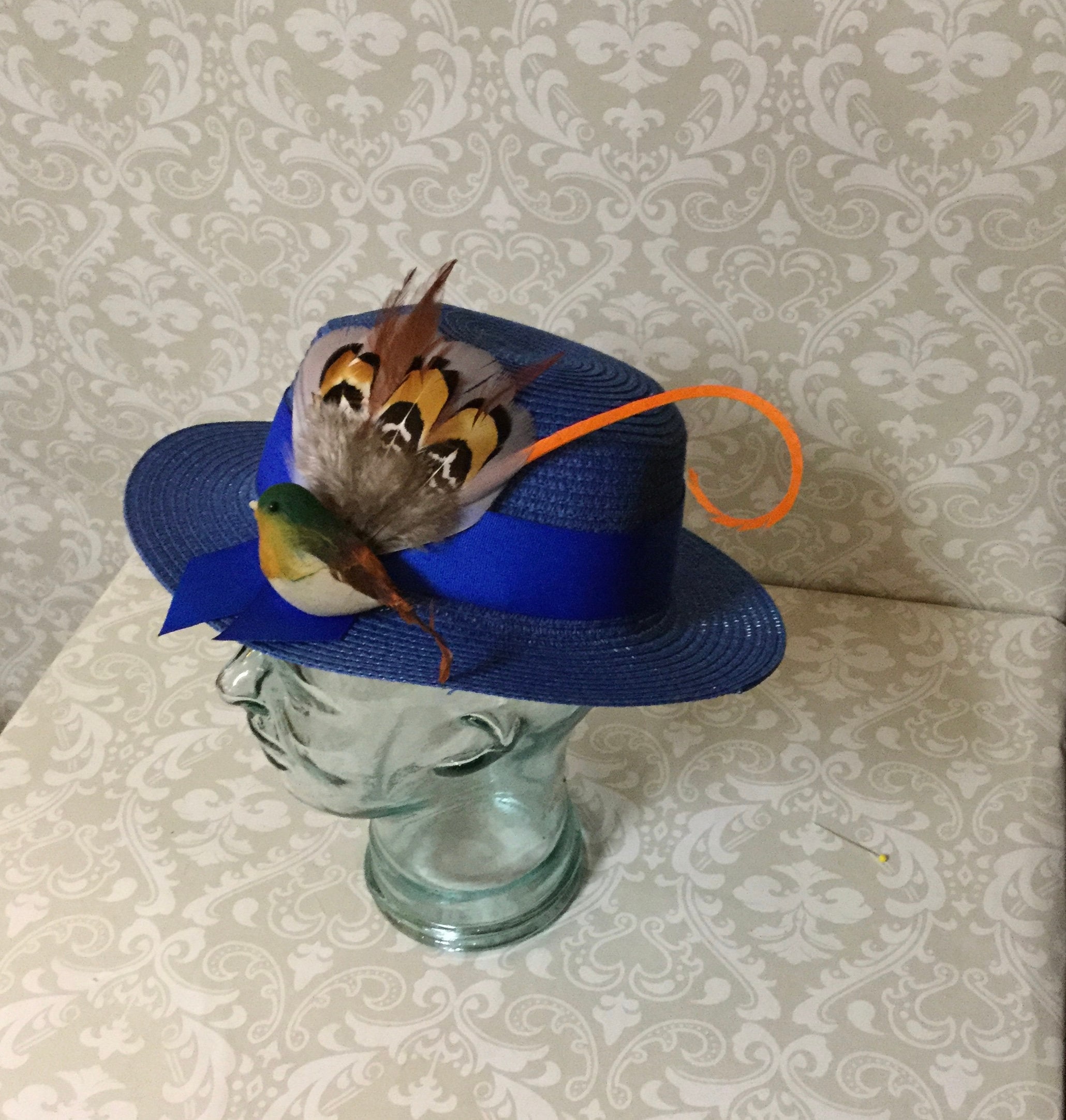 Mary Poppins Hat Blue Straw Hat Inspired by the New Film | Etsy Italia