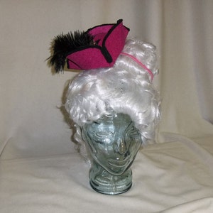 Pirate Hat Fascinator- Fuchsia Pink and Black Mini Tricorn Hat