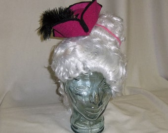 Pirate Hat Fascinator- Fuchsia Pink and Black Mini Tricorn Hat