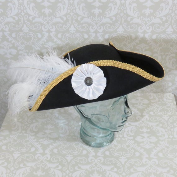 Black Pirate Hat Classic Tricorn With 