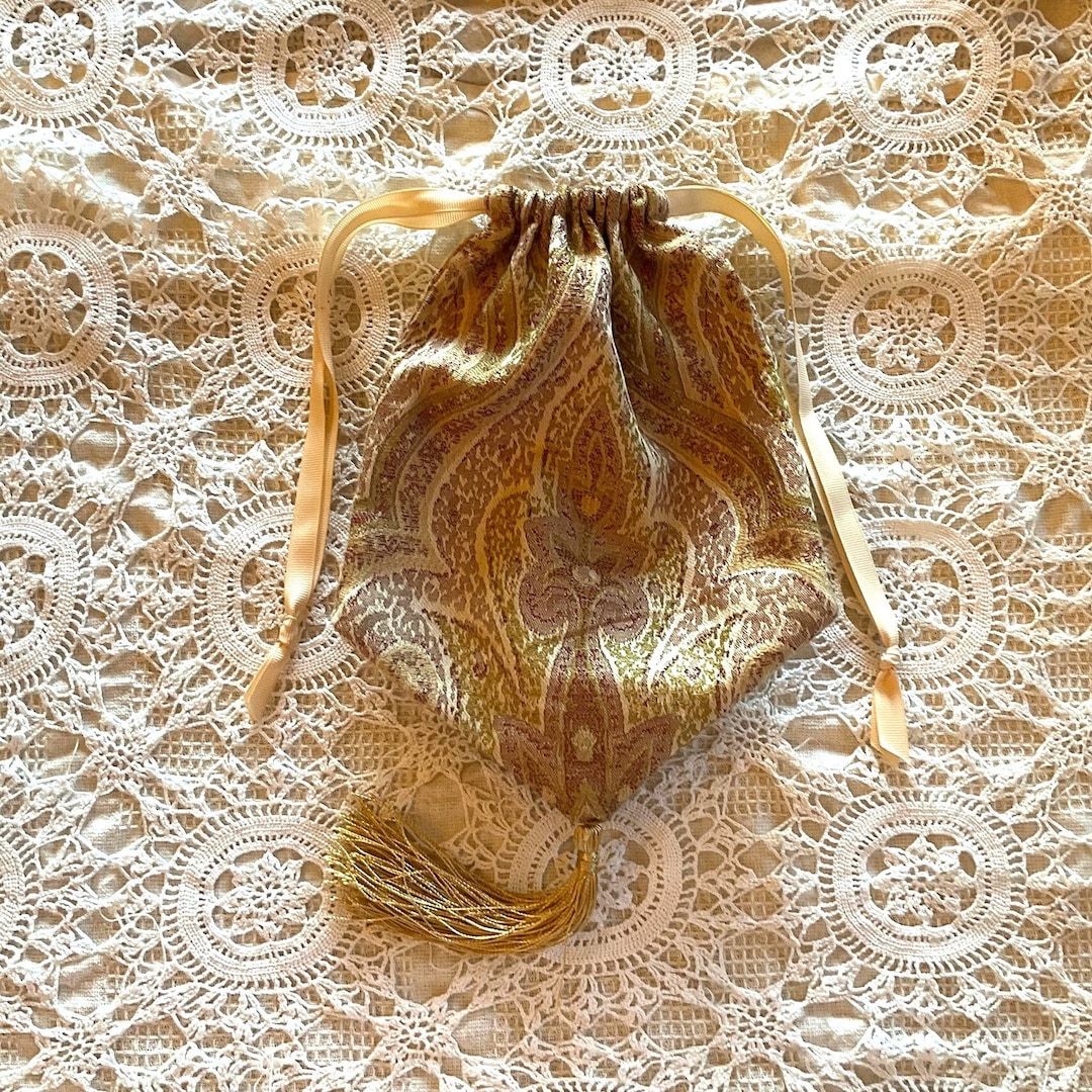 Ivory, Pink, and Golden Reticule- Regency Purse - Etsy