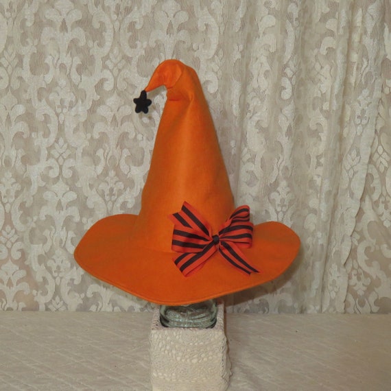 Orange Witch Hat- Pumpkin Orange Wool Felt Hat With Optional  display picture 1