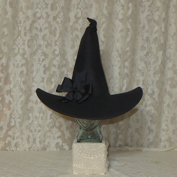 Chapeau de sorcière noire avec haut et arc tordus - Etsy France