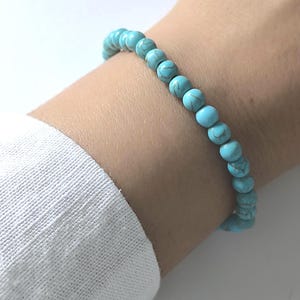 Elastyczna bransoletka z turkusowego howlitu, koraliki 6 mm, ręcznie robiona, elastyczna biżuteria